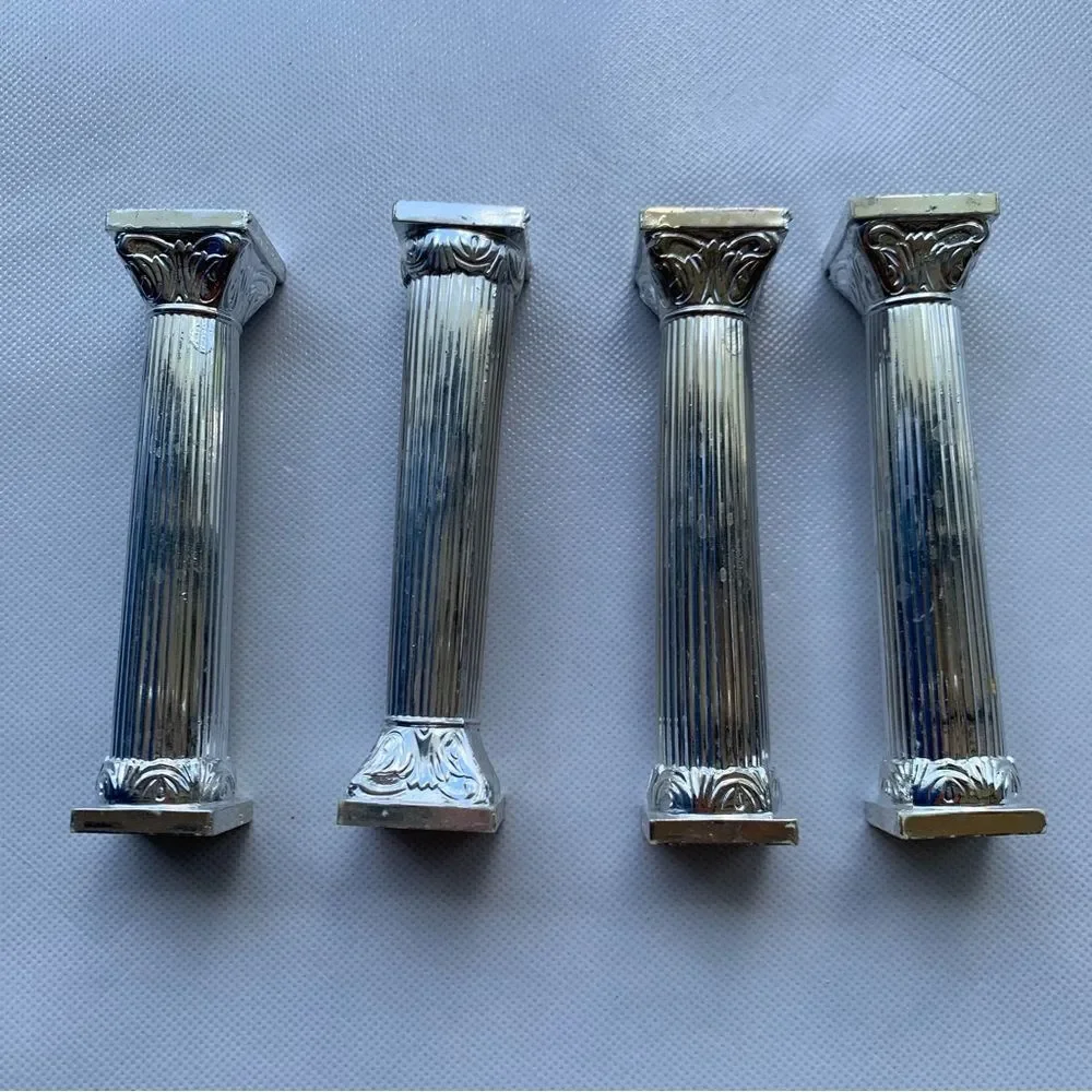 Set of 4 Silver Pillars Columns for Cake Tiers Grecian Roman Vintage 5